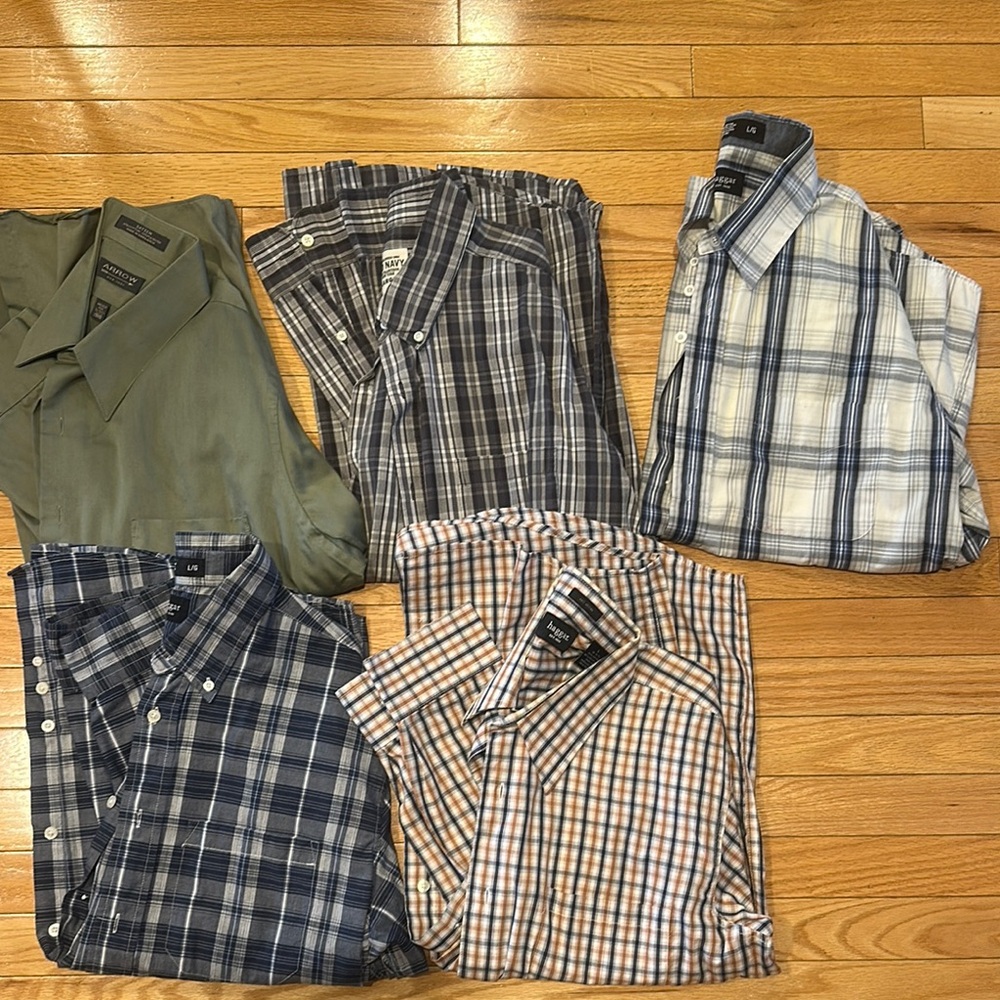 Men's Plaid and Solid Button-Up Shirts